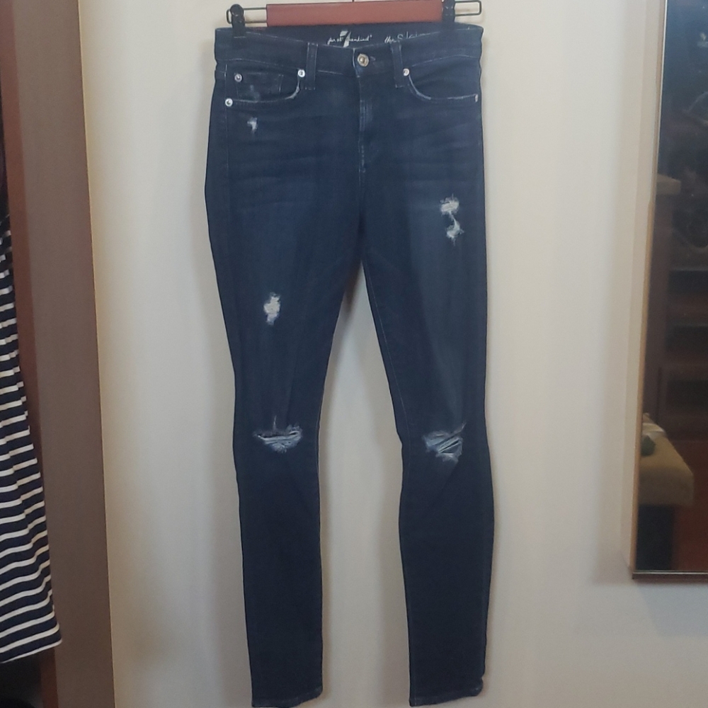 7 for all mankind dark distressed skinny